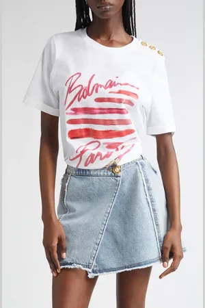 Balmain 3-Button Lipstick Graphic T-Shirt in at Nordstrom, Size X-Small