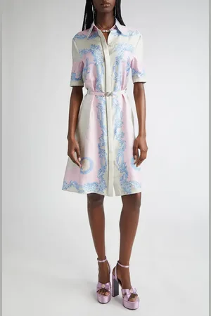 VERSACE Medusa Cameo Print Belted Silk Shirtdress in at Nordstrom, Size 0 Us