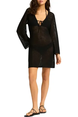 Seafolly Mesh Long Sleeve Cover-Up Dress in at Nordstrom, Size X-Large