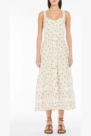 Max Mara Floral Lace Detail Silk Dress in at Nordstrom, Size 6