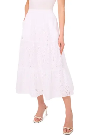 CE&CE Eyelet Embroidered Cotton Midi Skirt in at Nordstrom, Size X-Small