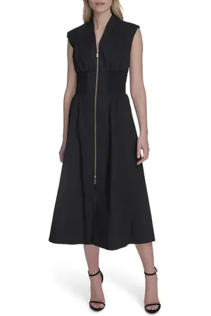 Vince Camuto Smock Waist Cotton Midi Dress in at Nordstrom, Size 8