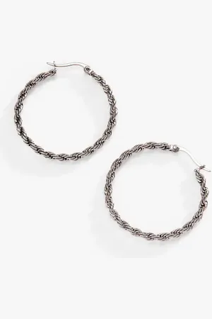 Alex And Ani Frozen French Rope Chain Hoop Earrings in at Nordstrom