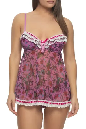 Black Bow Ruffle Luxe Mesh Babydoll in at Nordstrom, Size Small