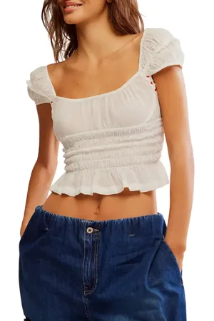 Free People Sweet On You Smocked Crop Top in at Nordstrom, Size Small