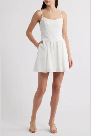 Charles Henry Cotton Eyelet Minidress in at Nordstrom, Size Small