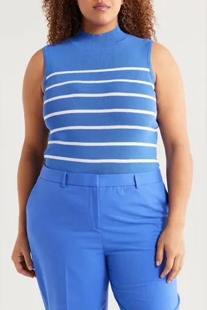 Tahari ASL Stripe Sleeveless Mock Neck Sweater in at Nordstrom, Size 2 X