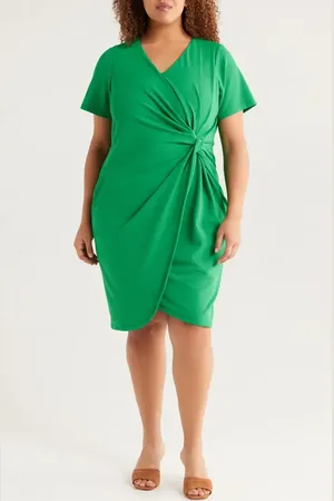 Tahari ASL Stretch Crepe Side Knot Dress in at Nordstrom, Size 16W