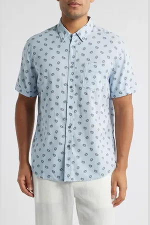 Rails Carson Short Sleeve Stretch Linen Blend Button-Up Shirt in at Nordstrom, Size X-Large