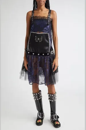 Chopova Lowena Nohow Metallic Floral Tulle, Lace & Satin Dress in at Nordstrom, Size Small