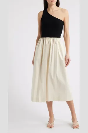 Rails Anita One-Shoulder Colorblock Mixed Media Midi Dress in at Nordstrom, Size Small