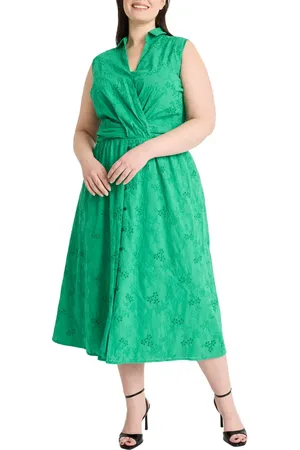 MAGGY Eyelet Front Wrap Sleeveless Maxi Dress in at Nordstrom, Size 14W
