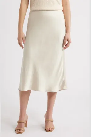 Anne Klein Pull-On Satin Bias Cut Skirt in at Nordstrom, Size X-Large
