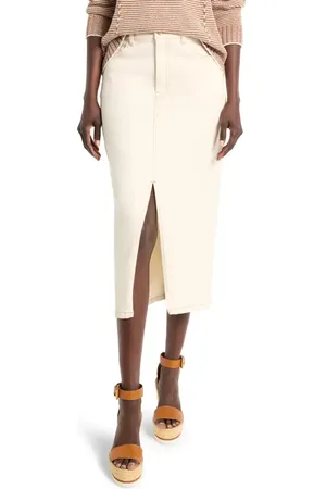NIC+ZOE Front Slit Denim Midi Skirt in at Nordstrom, Size 30