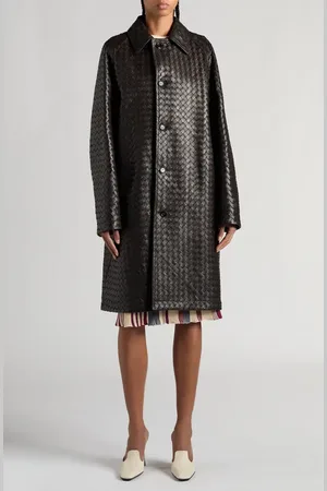 Bottega Veneta Lambskin Leather Intrecciato Coat in at Nordstrom, Size 4 Us