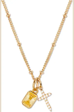 Brook and York Josephine Cross & Birthday Pendant Necklace in at Nordstrom