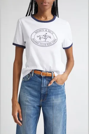Sporty & Rich Riding Club Graphic Ringer T-Shirt in at Nordstrom, Size Medium
