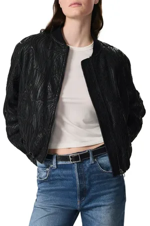 RAG&BONE Jemma Embroidered Faux Leather Bomber Jacket in at Nordstrom, Size Large