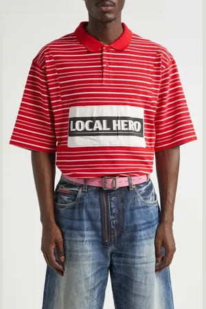 MARTINE ROSE Paneled Oversize Stripe Cotton Piqu?? Polo in at Nordstrom, Size Small