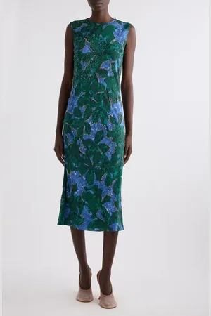 DRIES VAN NOTEN Depal Print Embellished Silk Midi Dress in at Nordstrom, Size 8 Us