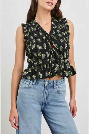 Rails Martine Floral Smocked Ruffle Crop Top in at Nordstrom, Size Small