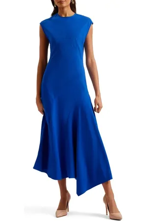 Ted Baker Isparta Cap Sleeve Asymmetric Midi Dress in at Nordstrom, Size 0