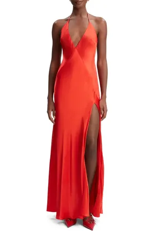 Bardot Yve Satin Halter Dress in at Nordstrom, Size 2