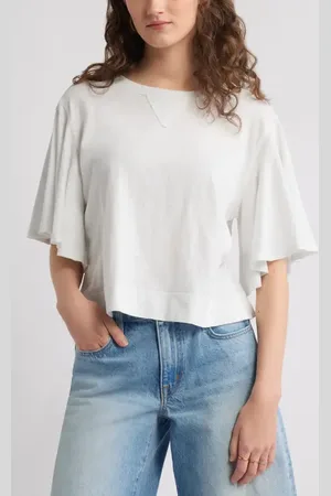 Treasure & Bond Flutter Sleeve Cotton T-Shirt in at Nordstrom, Size Xx-Small