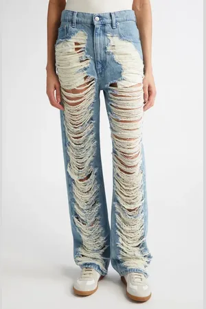 Maison Margiela Ripped Straight Leg Jeans in at Nordstrom, Size 27