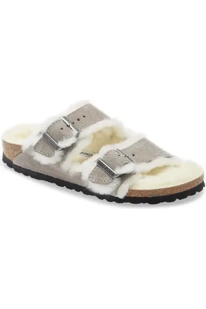 Birkenstock Arizona Genuine Shearling Slide Sandal in at Nordstrom, Size 5-5.5Us