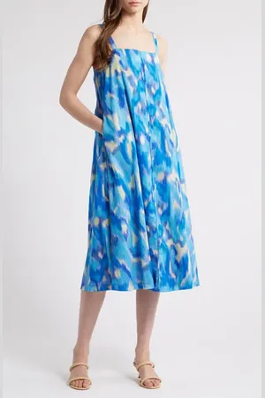 Du Paradis Blue Star Cotton A-Line Midi Dress in at Nordstrom, Size Small