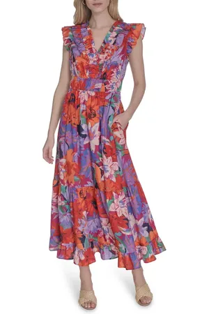 Vince Camuto Floral Print Ruffle Dress in at Nordstrom, Size 8