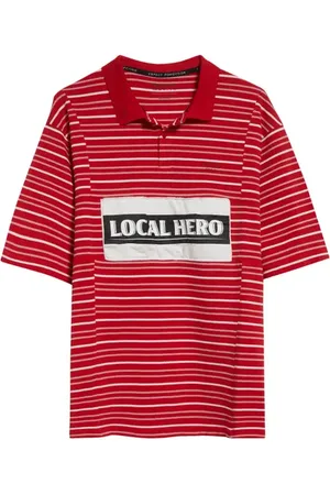 MARTINE ROSE Paneled Oversize Stripe Cotton Piqu?? Polo in at Nordstrom, Size Large
