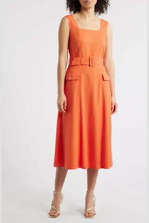 Tahari ASL Sleeveless Belted Midi Dress in at Nordstrom, Size 6