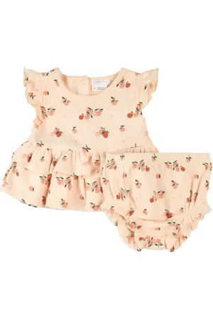 FIRSTS by petit lem Fruit Print Cotton Rib Dress & Bloomers in at Nordstrom, Size 6M