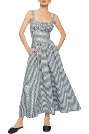 Reformation Balia Gingham Linen Sundress in at Nordstrom, Size 0