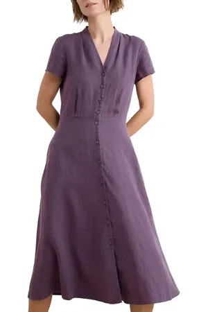 Seasalt Cornwall Carved Wood Linen Midi Dress in at Nordstrom, Size 12 Us