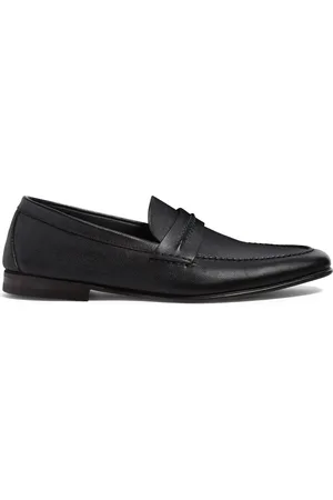 Ermenegildo Zegna Black Natural Grain Leather Loafer in at Nordstrom, Size 11.5Us