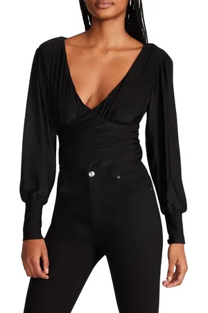 Steve Madden Kali Long Sleeve V-Neck Bodysuit in at Nordstrom, Size Medium