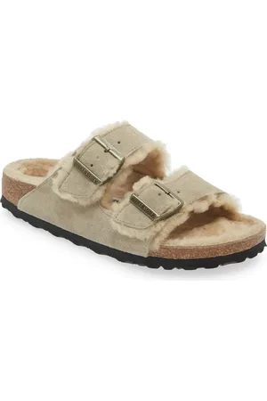 Birkenstock Arizona Genuine Shearling Slide Sandal in at Nordstrom, Size 5-5.5Us