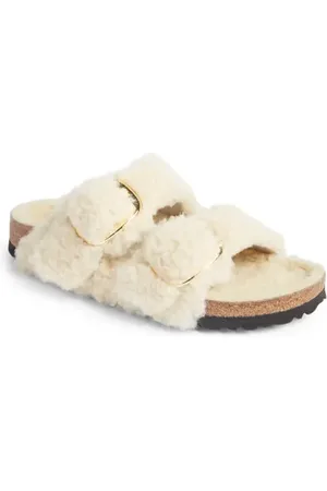 Birkenstock Arizona Big Buckle Genuine Shearling Slide Sandal in at Nordstrom, Size 5-5.5Us