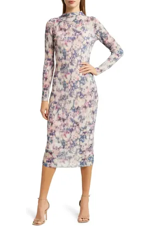 Steve Madden Maya Rib Long Sleeve Midi Dress in at Nordstrom, Size Small