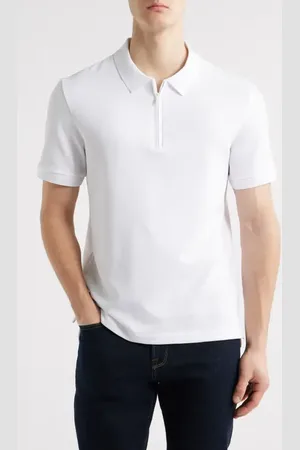 HUGO BOSS Paras Quarter Zip Cotton Polo in at Nordstrom, Size Large