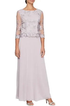 Alex Evenings Floral Embroidered Mock Two-Piece Gown in at Nordstrom, Size 4