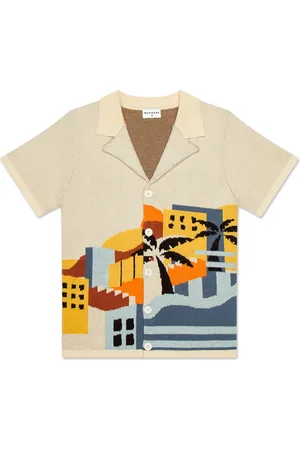 MAVRANS Havana Sunset Knit Button Up Camp Shirt in at Nordstrom, Size Small