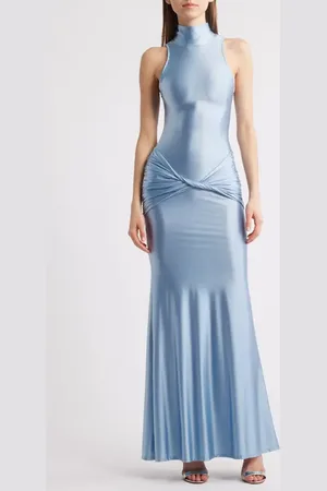Delfi Roya Ruched Twisted Satin Gown in at Nordstrom, Size X-Small