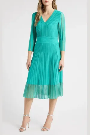 Ming Wang Ribbed Fit & Flare Midi Sweater Dress in at Nordstrom, Size Xx-Small