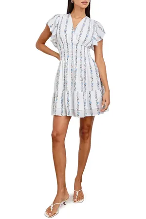 Rails Kimora Floral Smocked Waist Linen Blend Dress in at Nordstrom, Size Xx-Small