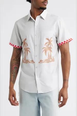 MAVRANS Victory Lap Palm Weekend Short Sleeve Button-Up Shirt in at Nordstrom, Size Small