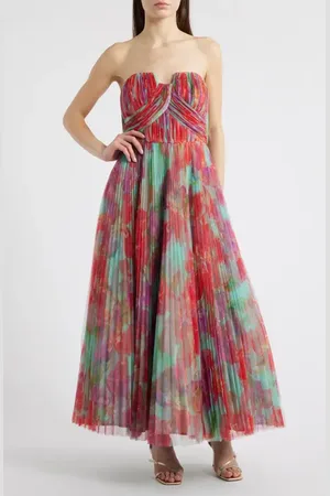 Hutch Pleated Strapless Mesh Gown in at Nordstrom, Size 6